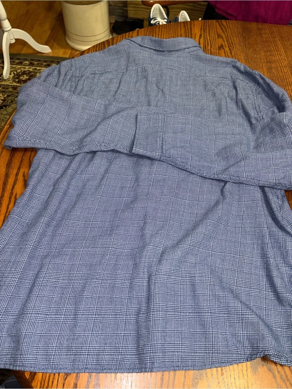 Banana Republic Navy Glen Plaid Button-Down Slim fit long sleeve shirt w/pocket